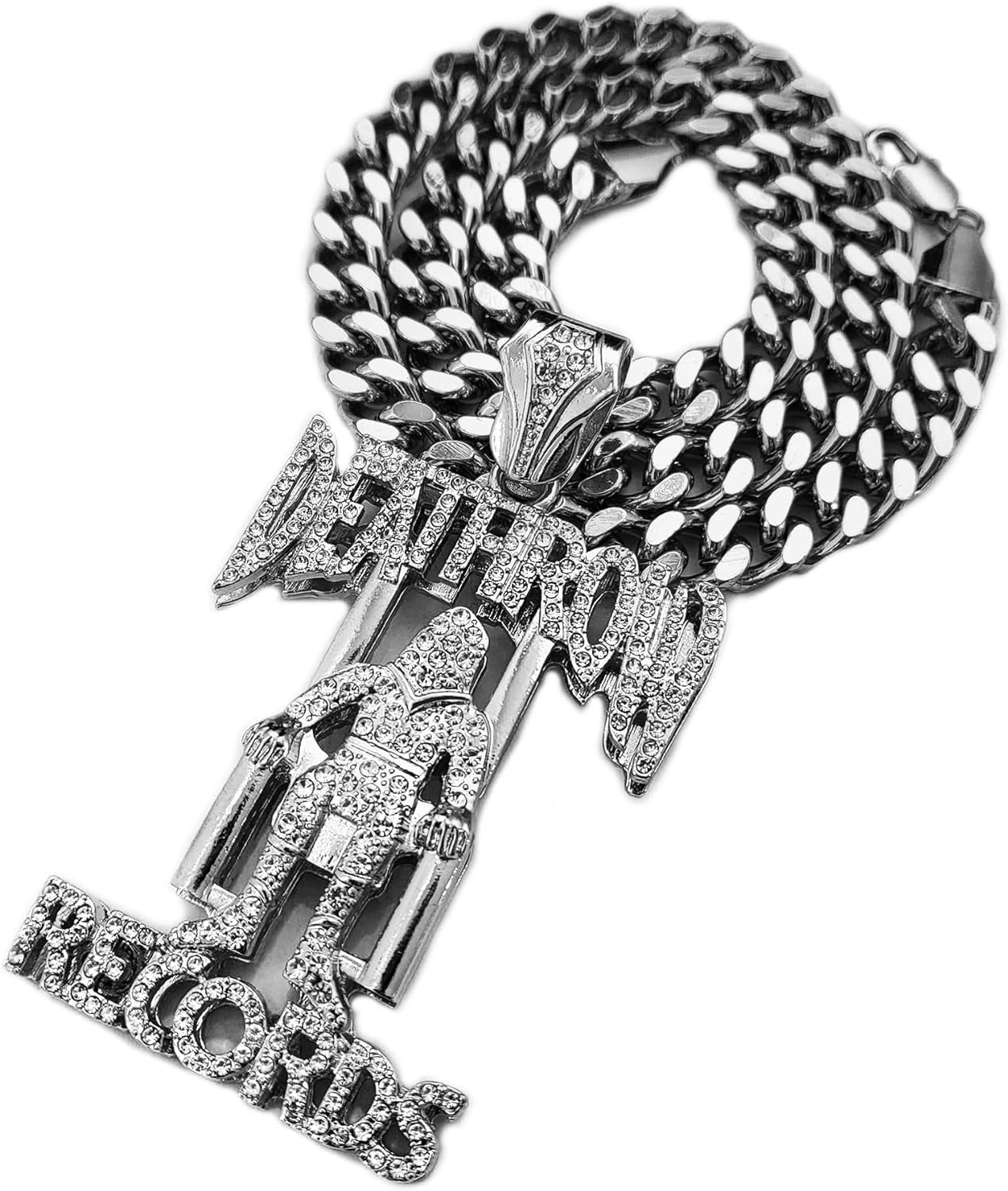 Hip Hop Iced Silver Plated Cubic Zirconia Rapper Style Large Pendant ...