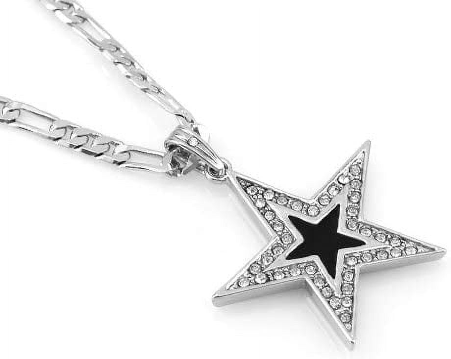 Jet Chain Famous Hip-Hop Iced Silver Tone Famous Star Pendant Necklace Free 24