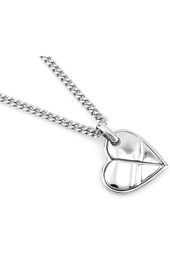 Hip-Hop Iced Silver Tone Heart Pendant Necklace Free 24" chain