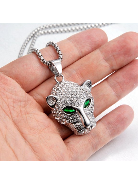 Hip Hop Jaguar Motif Pendant Necklace For Men Women, 14K White Gold Filled Sleek Profile Classic Understated Craft Jewelry