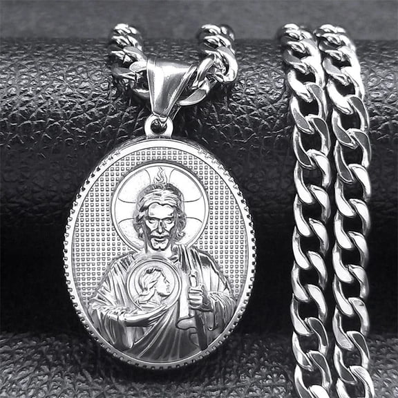 Hip Hop Jesus Religious Pendant Necklace for Women Men 14K White Gold Catholic Necklaces Jewelry collier