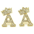 thumbnail image 1 of Hip Hop King Crown Tilted Initial Letter Alphabet Pierced Stud Earring, 1 of 3