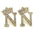thumbnail image 1 of Hip Hop King Crown Tilted Initial Letter Alphabet Pierced Stud Earring, 1 of 4