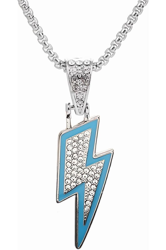 Hip Hop Lightning Pendant Necklace for Women Men Hip Hop Punk Crystal Lightning Bolt Chain Necklace Fashion Rock Party Jewelry