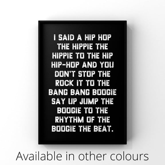 Hip Hop Lyrics Music Bedroom Decor Style Two, Unframed Paper Print