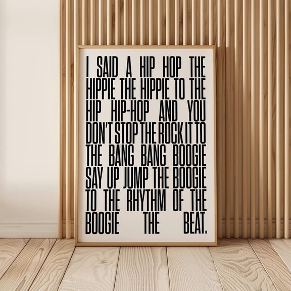 Hip Hop Lyrics Retro Rap Music Typography Room Wall Decor