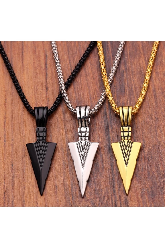 Hip Hop Men Necklaces Stainless Steel Bone Chain Fashion Jewelry Spearhead Pendant Sweater Necklace