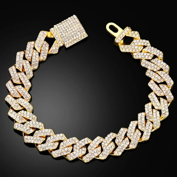 Hip Hop Men Women Two Row Rhinestone Paved Cuban Link Chain Bracelet Silver Color Iced Out Chain Cuban Anklet Bracelets Jewelry GC