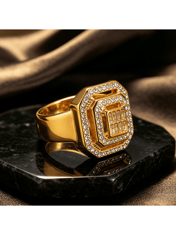 Geometric Multi Layer Square Face Statement Ring For Women, 14K Gold Filled Sophisticated Luxury Jewelry