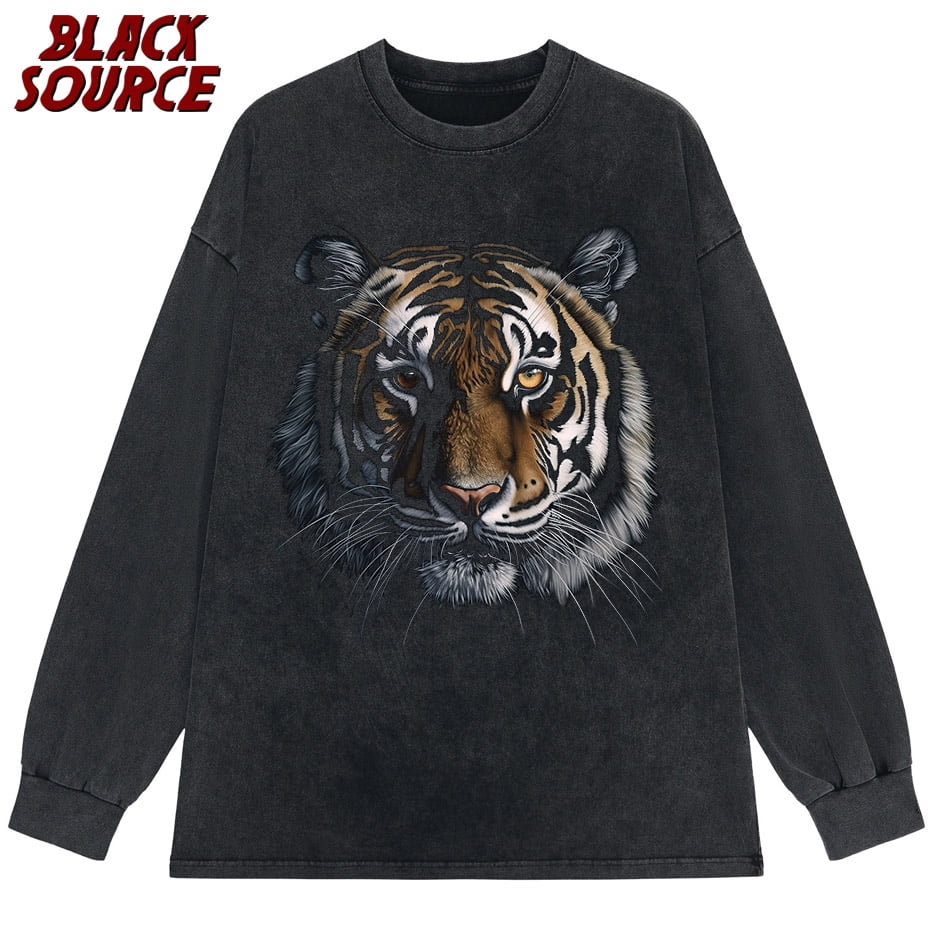 Hip Hop Men's T-Shirt With Tiger head Print casual Tshirt Unisex Tops ...