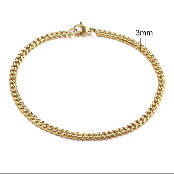Hip Hop Mens Simple 3-11mm Stainless Steel Gold Silver Color Curb Cuban Link Chain Bracelets for Women Unisex Wrist Jewelry Gift GC