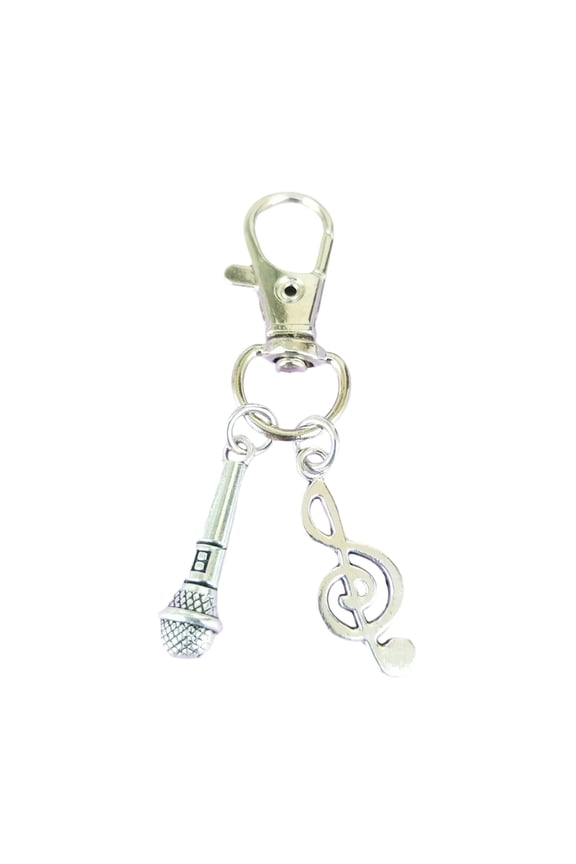 Hip Hop Microphone Music Note Keychain Sturdy Alloy For Bags Gifts