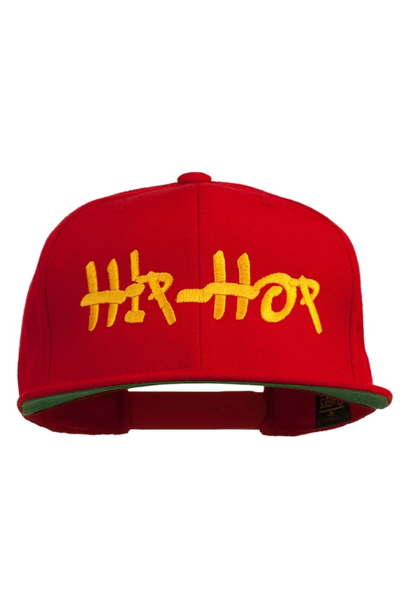 Hip Hop Music Embroidered Snapback Flat Bill Cap - Red OSFM