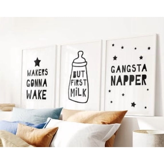 Hip Hop Nursery Prints Set Prints Above Crib Gangsta Napper But First ...
