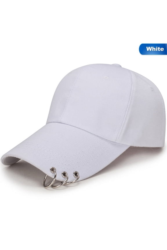 Hip Hop Panama Breathable Golf Caps Snapback Gothic Punk Baseball Cap Unisex Beach Sports Hats Metal Rings Casquette Visors Hat Hat Ring Baseball-Cap - Suga-Snapback Baseball Cap with Iron Rings