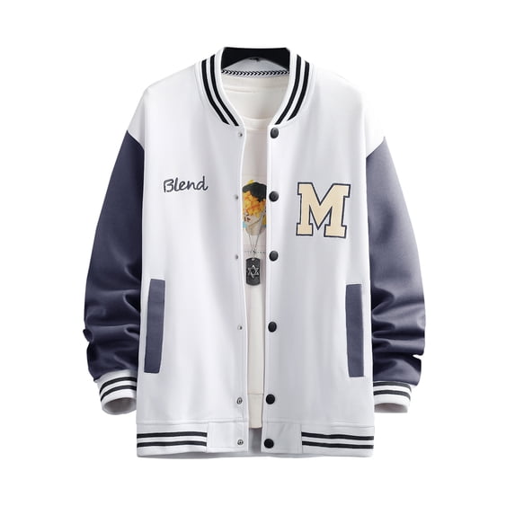 Hip Hop Patchwork Mens Letter Print Oversized Bomber Baseball Jackets