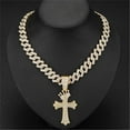 thumbnail image 1 of Hip Hop Punk Luxury Rhinestone Crown Cross Pendant  Necklace for Women Men15mm   Iced Out Cuban Link Cuban Chain Necklace Charm Jewelry Accessories Fashion Gift, 1 of 6