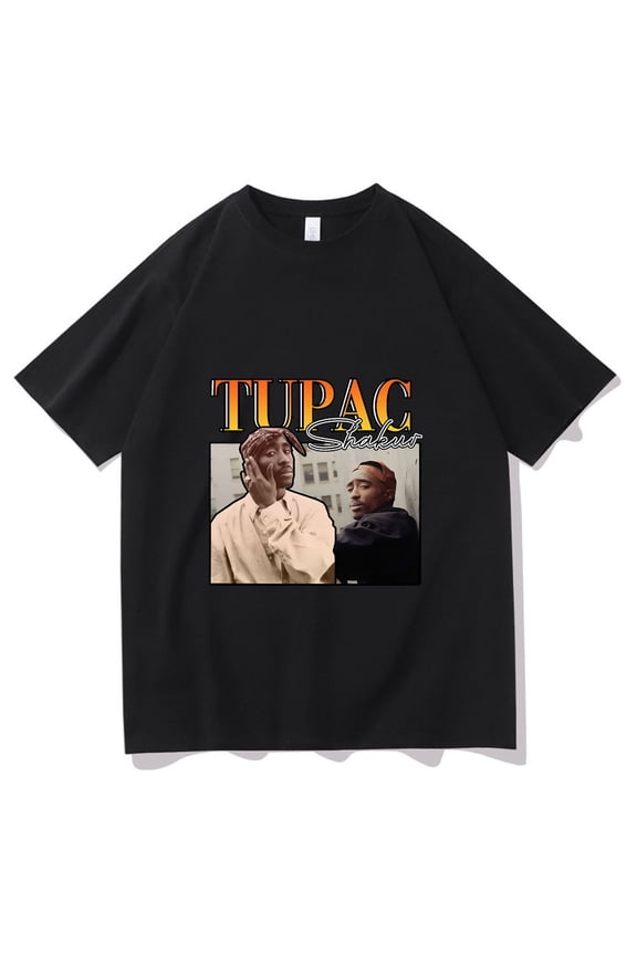 Hip Hop Rap Cotton Summer Men'S Short-Sleeved T-Shirt Outdoor Casual Tops Street Fashion Tee Trendy Shirt, Graphic Tee, Vintage Design BLACK