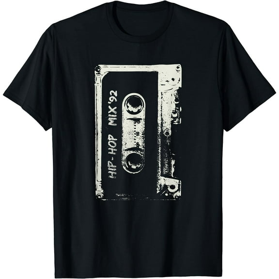 Hip Hop Rap Mixtape Cassette DJ Retro 90s T-Shirt Black Small