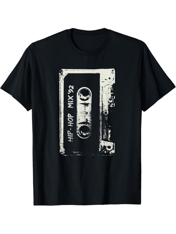 Hip Hop Rap Mixtape Cassette DJ Retro 90s T-Shirt men and women can wear, black, white, gifts