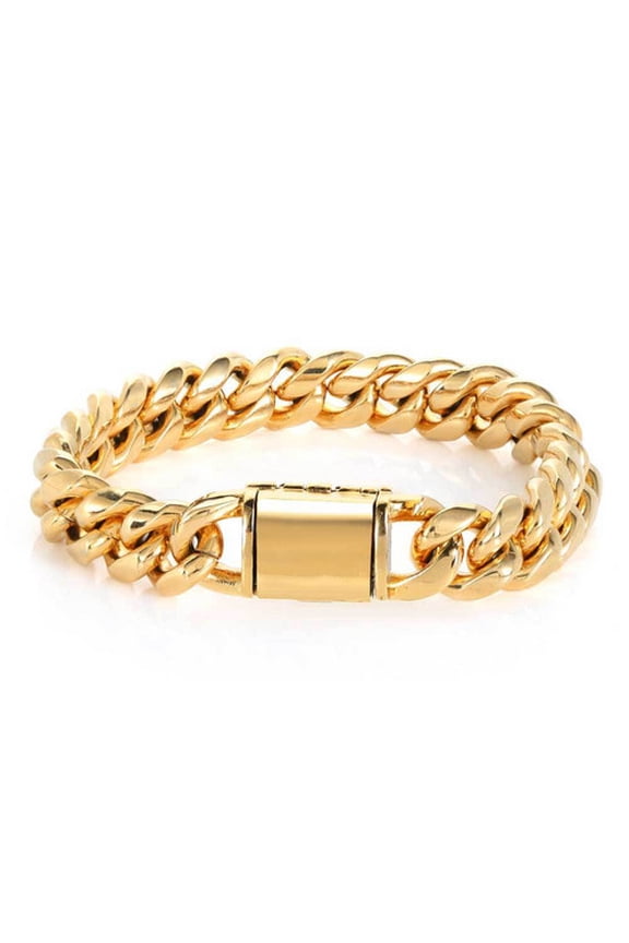 Hip Hop Rapper Curb 12mm 14K Yellow Gold Miami Cuban Link Chain Cuban Necklace Luxury Jewelry For Men