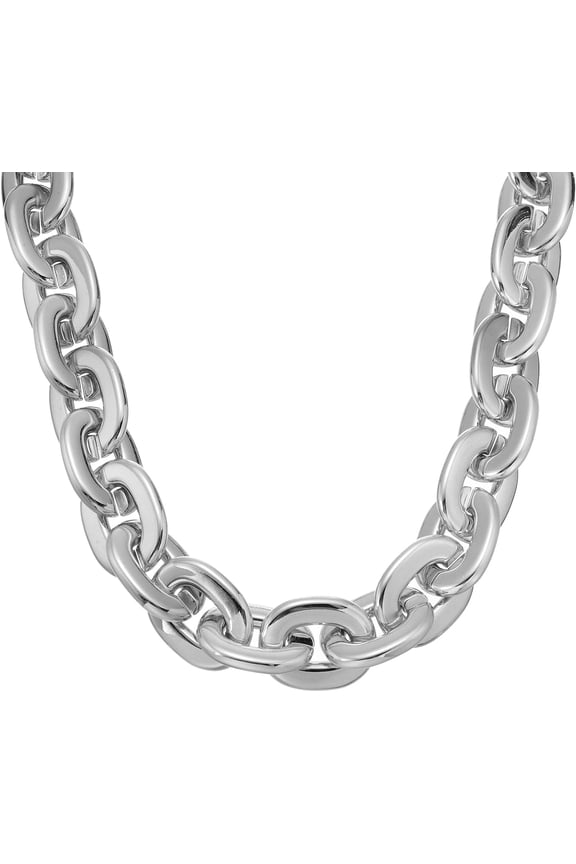 Hip Hop Rapper Plastic Chunky Chain Detachable Fake Thick Big Chains Necklace Jewelry Party Costume Accessory for 80s 90s Punk Style Halloween Silver 100cm/39.4"