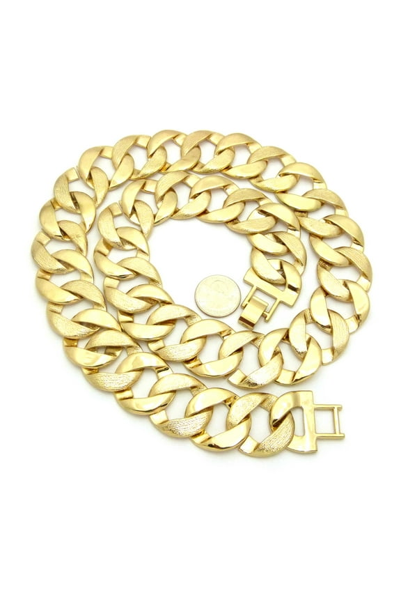 Hip-Hop Rapper's Style 30mm 30" Cuban Link Chain Necklace, Gold-Tone