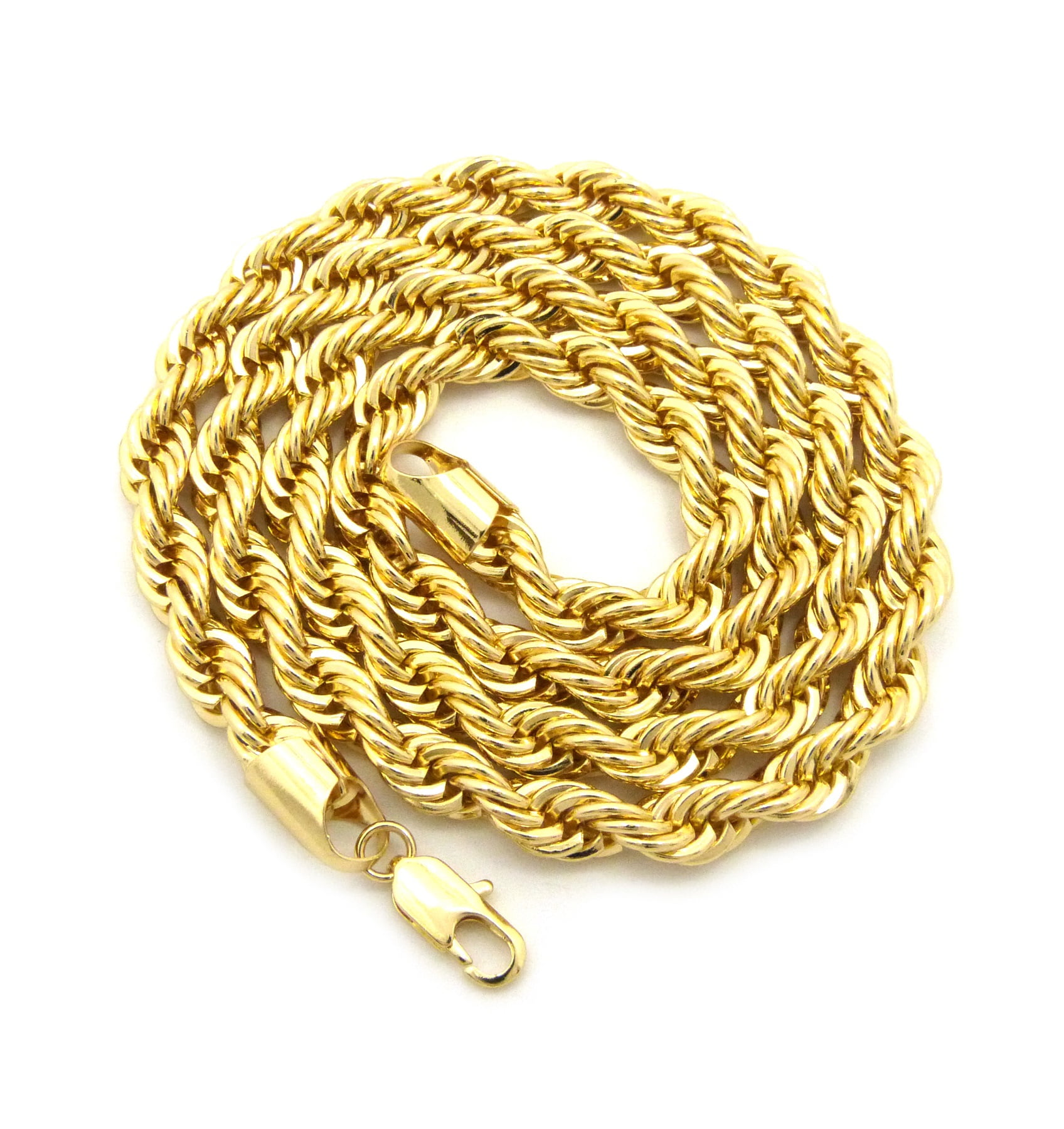 Hip-Hop Rapper's Style 8mm Rope Chain Necklace in Gold-Tone, 18 ...