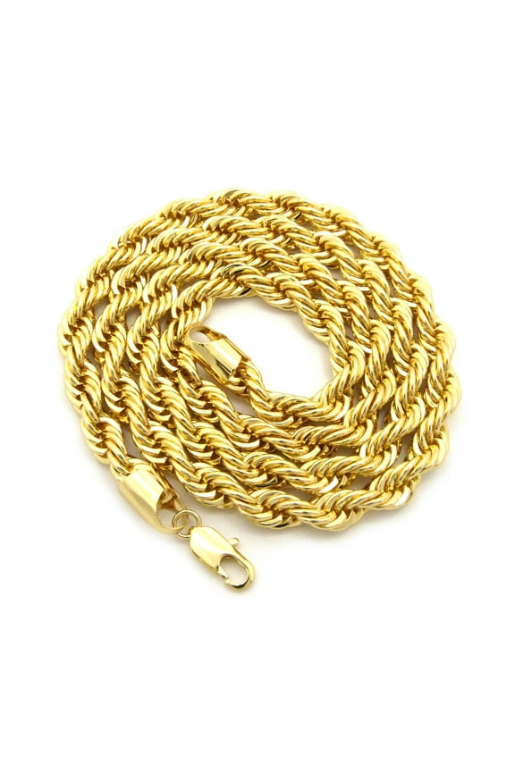 Hip-Hop Rapper's Style 8mm Rope Chain Necklace in Gold-Tone, 20"