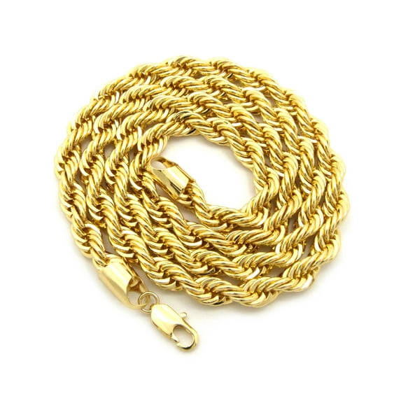 Hip-Hop Rapper's Style 8mm Rope Chain Necklace in Gold-Tone, 20"