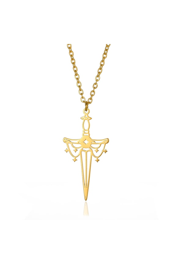 Hip Hop Retro Sword or Nament Hollowed Out Necklace Personality Simple Titanium Steel ornaments