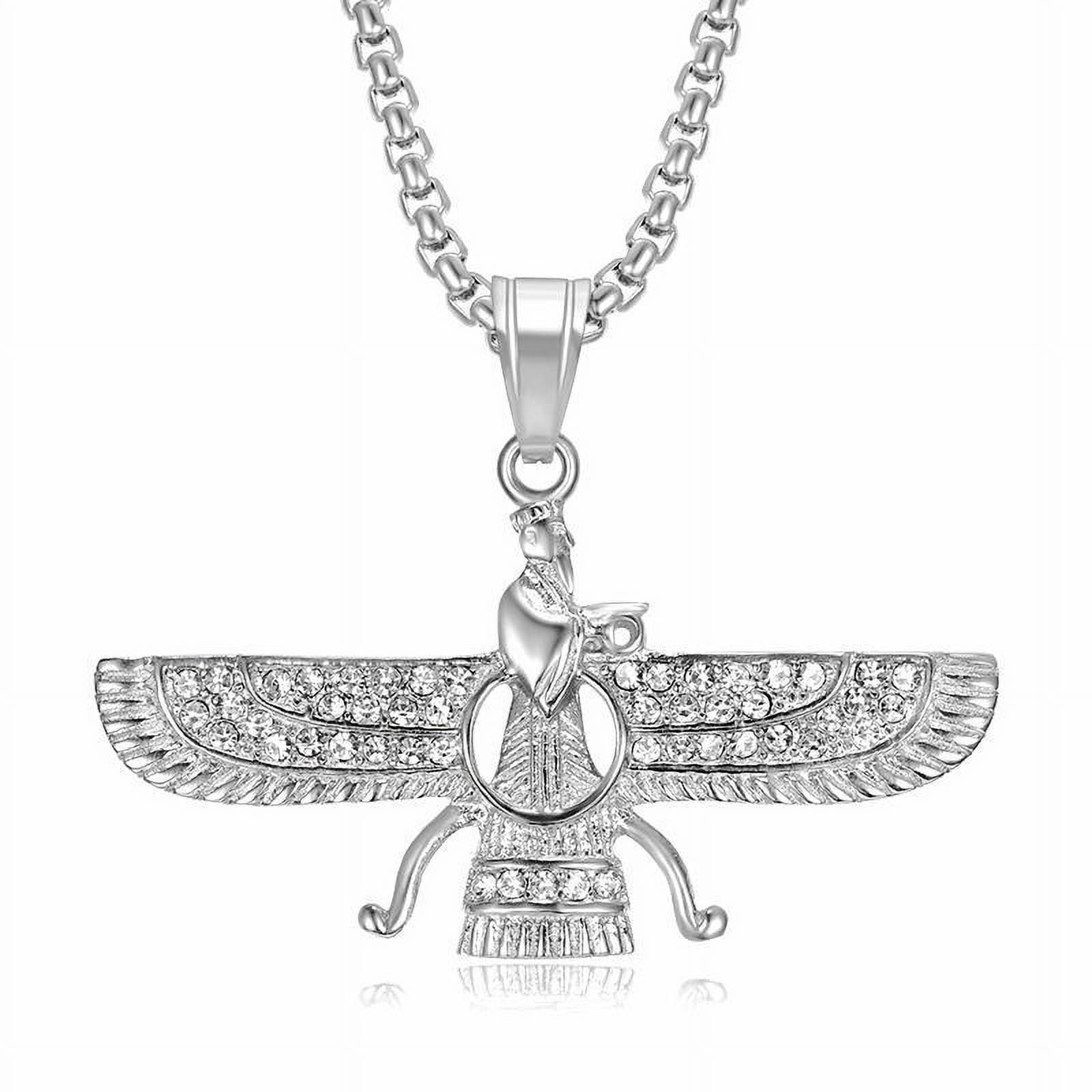 Hip Hop Rhinestone Paved Bling Iced Out Faravahar Ahura Mazda ...