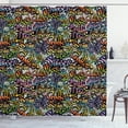 thumbnail image 1 of Hip Hop Shower Curtain, Grafitti Spray Paint Style Background Ghetto Street Lifestyle Expressive Concept, Fabric Bathroom Set with Hooks, 69W X 70L Inches, Multicolor, by Ambesonne, 1 of 3