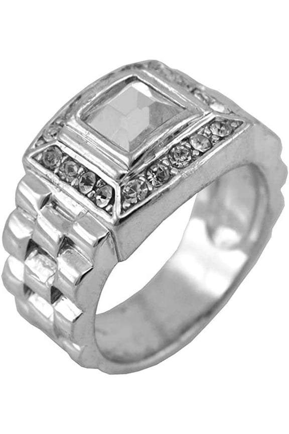 Hip-Hop Silver Tone Embassy Men's Ring size 8