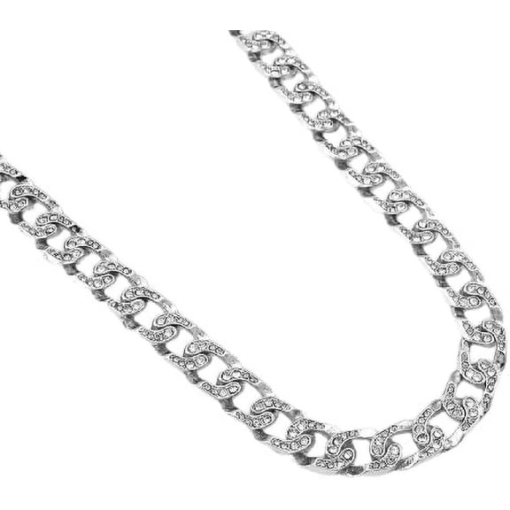 Hip Hop Silver Tone Full CZ 2 Chainz Cuban Link Chain Necklace 30"