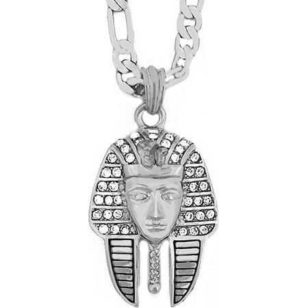 Hip Hop Silver Tone King Tut Pharaoh Pendant Men's Pendant with 24" Chain