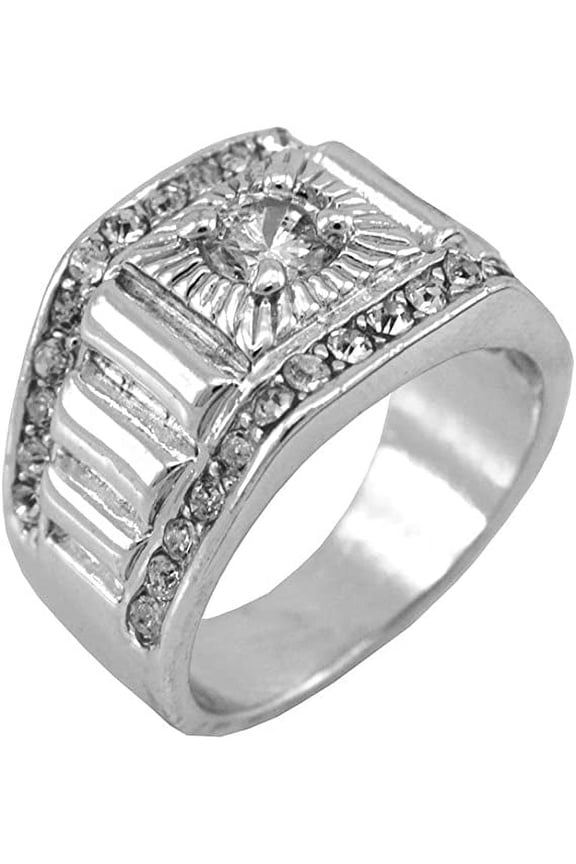 Hip-Hop Silver Tone Techmaster Men's Ring size 12