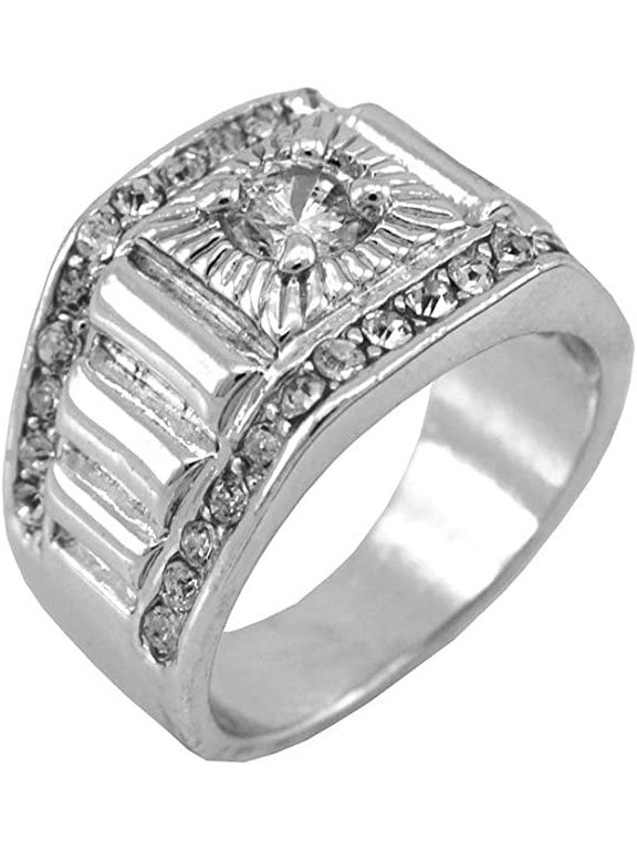 Hip-Hop Silver Tone Techmaster Men's Ring size 12