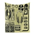 thumbnail image 1 of Hip Hop Soft Flannel Fleece Blanket, Electronic Music Devices as Turntable Headphones Speaker for Recording, Cozy Plush for Indoor and Outdoor Use, 50" x 70", Pale Yellow and Black, by Ambesonne, 1 of 5