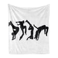 thumbnail image 1 of Hip Hop Soft Flannel Fleece Throw Blanket, Breakdancer Women Silhouettes Doing Hand Glide up and Floor Rocking Moves, Cozy Plush for Indoor and Outdoor Use, 70" x 90", Black and White, by Ambesonne, 1 of 5