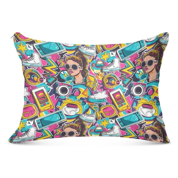 Hip Hop Street Graffiti Plush Pillow Cases Standard Size Ultra Soft Warm Pillowcases with Zipper 20"x26"