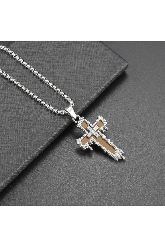 Hip Hop Streetwear Cross Pendant Necklaces for Men Women – Alloy Rhinestone Flame Twisted Rope Styles