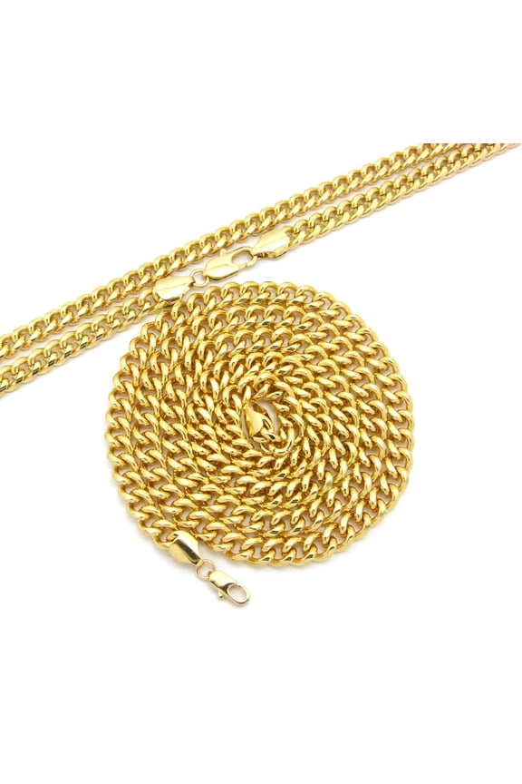 Hip-Hop Style Rapper's 8 mm 30" & 36" Cuban Chain Necklace Set, Gold-Tone