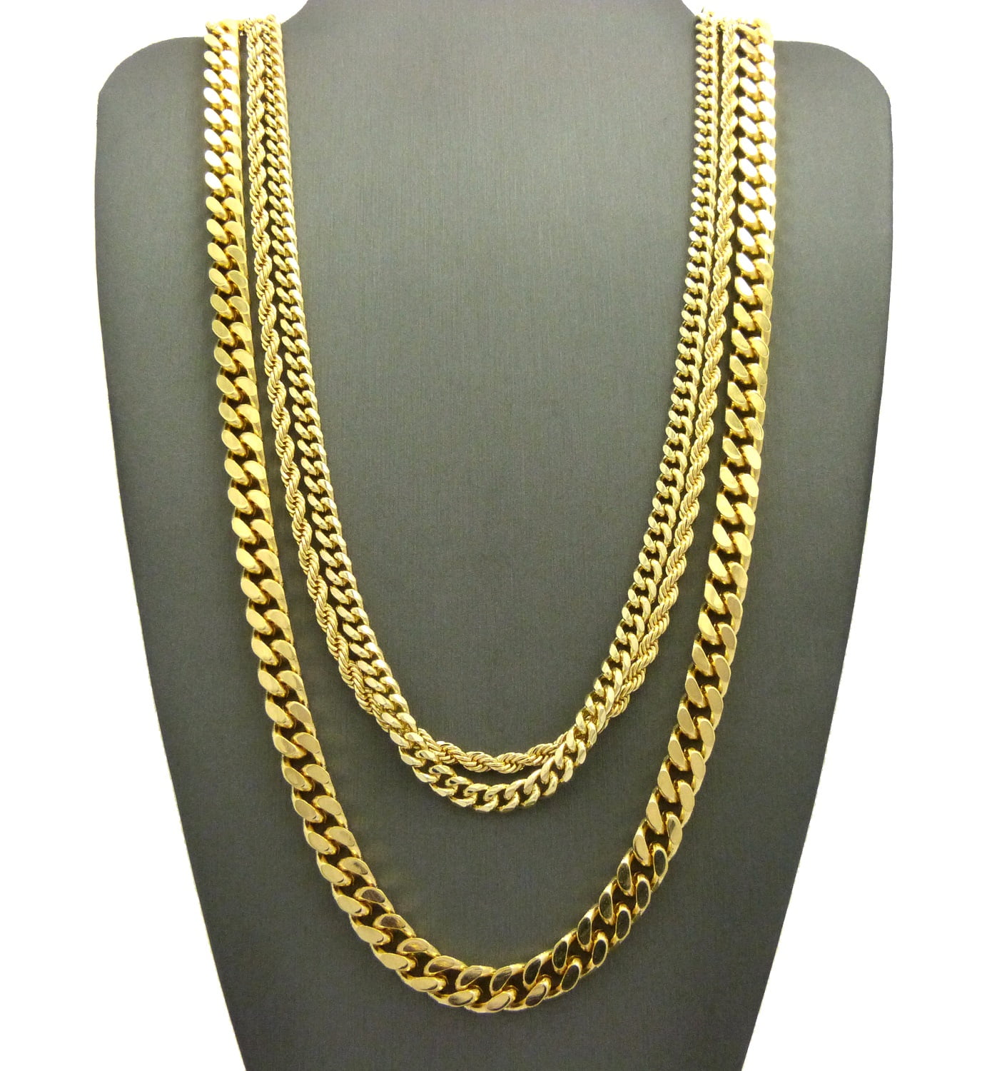 Hip-Hop Style Rope Chain, Cuban Chain & Box Cuban Chain Necklace Set ...