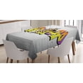 thumbnail image 1 of Hip Hop Tablecloth, Funky Underground Various Hip Hop Lettering on a Wall in Ghetto Town Theme Image, Rectangular Table Cover for Dining Room Kitchen, 52 X 70 Inches, Multicolor, by Ambesonne, 1 of 3