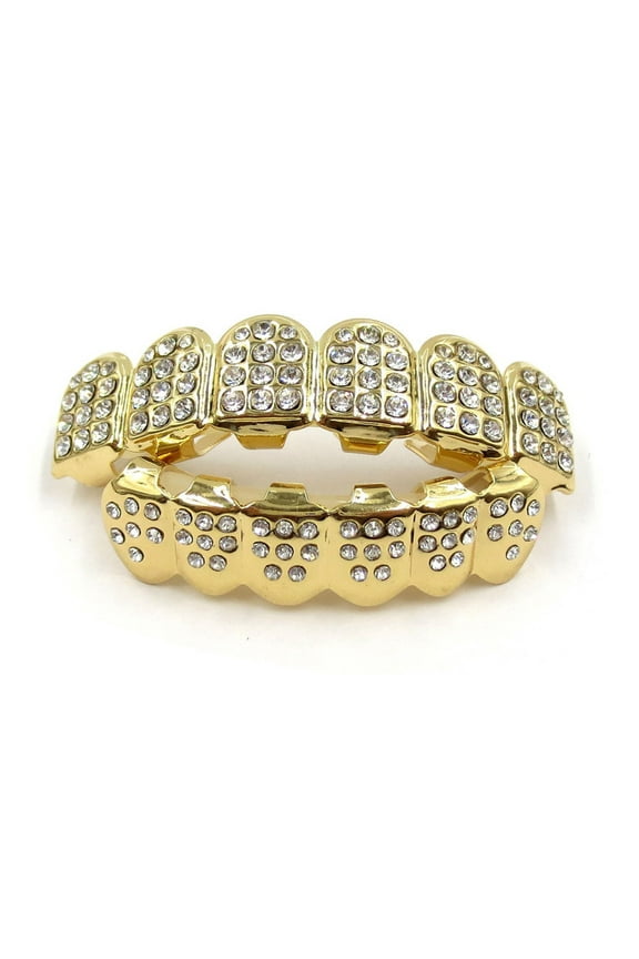 Hip Hop Teeth Grills Decorative with Gold/Silver Teeth with for Teeth Rapper Cosplay
