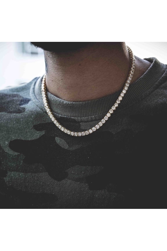 Hip Hop Tennis Chain Necklace Bling Bling Party Jewelry for Men Women Concerts Festivals Ideal Gift for Rapper Fans Trendsetters