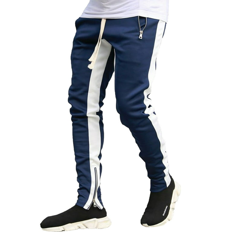 Hip Hop Track Pants for Mens Teen Boys Slim Fit Zipper Pockets