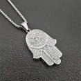 thumbnail image 1 of Hip Hop Turkish Evil Eye Hamsa Hand of Fatima Pendant 14K Yellow Gold Chain Iced Out Tennis Necklace Hip Hop Jewelry, 1 of 6
