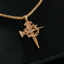 Hip Hop Vintage Winding Nail Cross 14K Yellow Gold Pendant Necklace Mens Rapper Jewelry Gifts